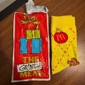 McDonald's Festive Yellow Socks with Grinch Design